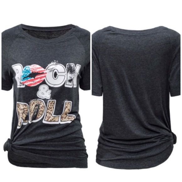 🇺🇸HPx2💋 Rock & Roll Leopard 🐆 Print Off-Black Tee - Picture 2 of 8